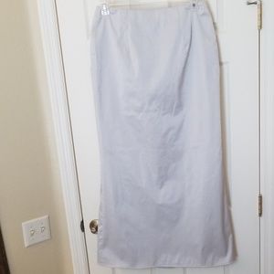 Full-length formal metallic silver skirt